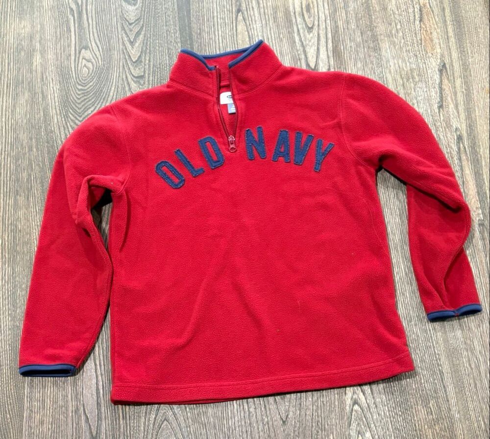 Old Navy Boys' Fleece Quarter Zip Mock Neck Pullover Sweatshirt Red Medium